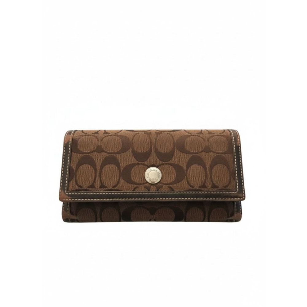Coach Brown Signature Canvas Wallet One Size - Picture 13 of 14